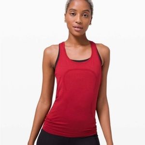 Lululemon Dark Red Racer bank swiftly tech race length